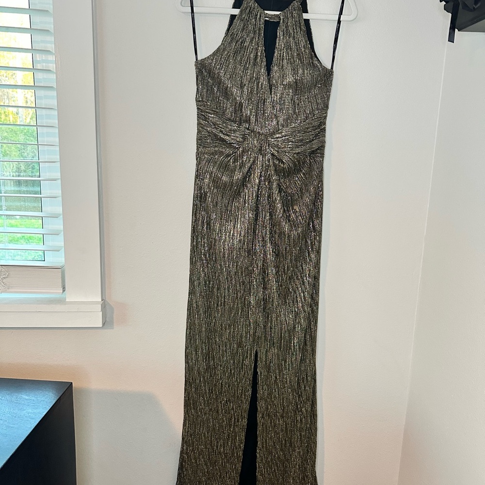 Frank Lyman Design Black and Gold Evening Dress formal designer